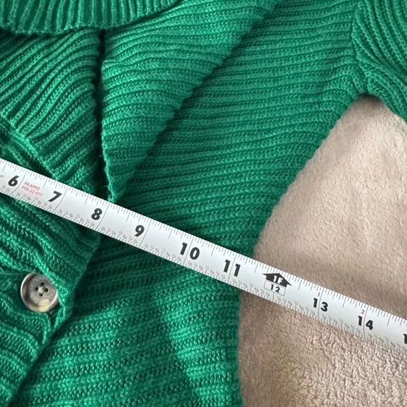 Lauren Ralph Lauren Green Ribbed Wrap Cardigan Sweater Petite Small - Picture 5 of 10